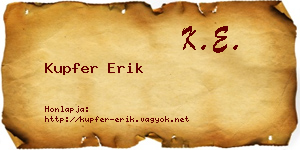 Kupfer Erik névjegykártya